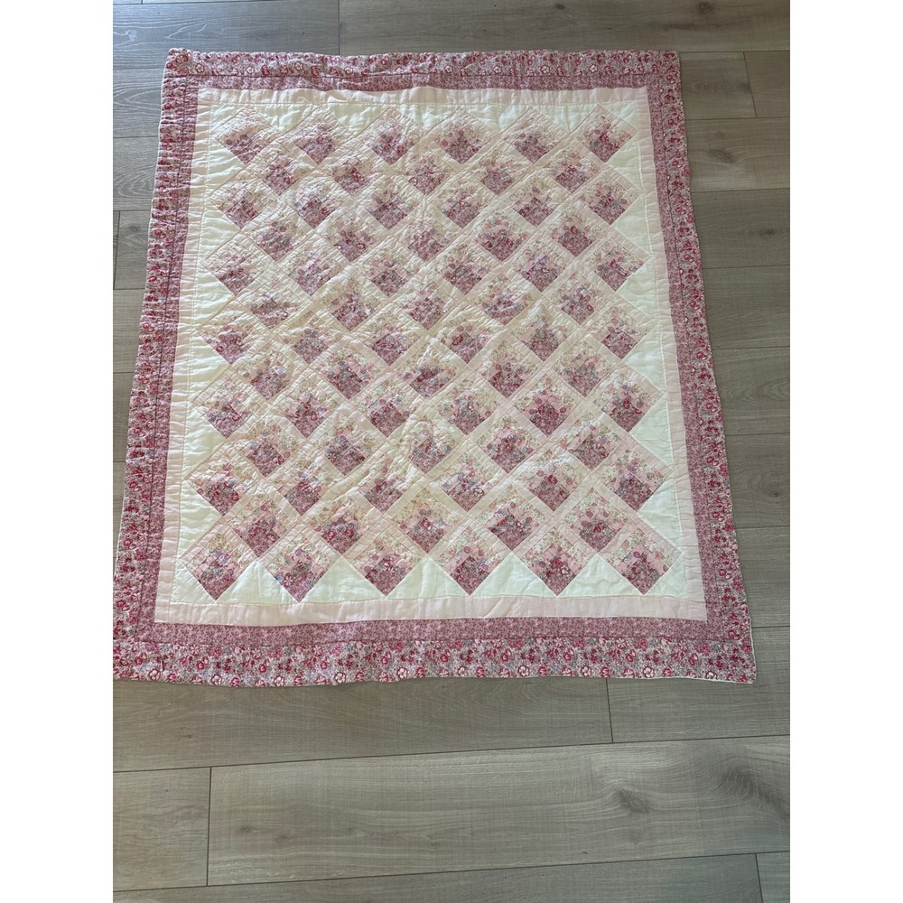 Handmade Quilt  DIAMOND DESIGN  Lap-Throw,-Wall Hanging -Floral